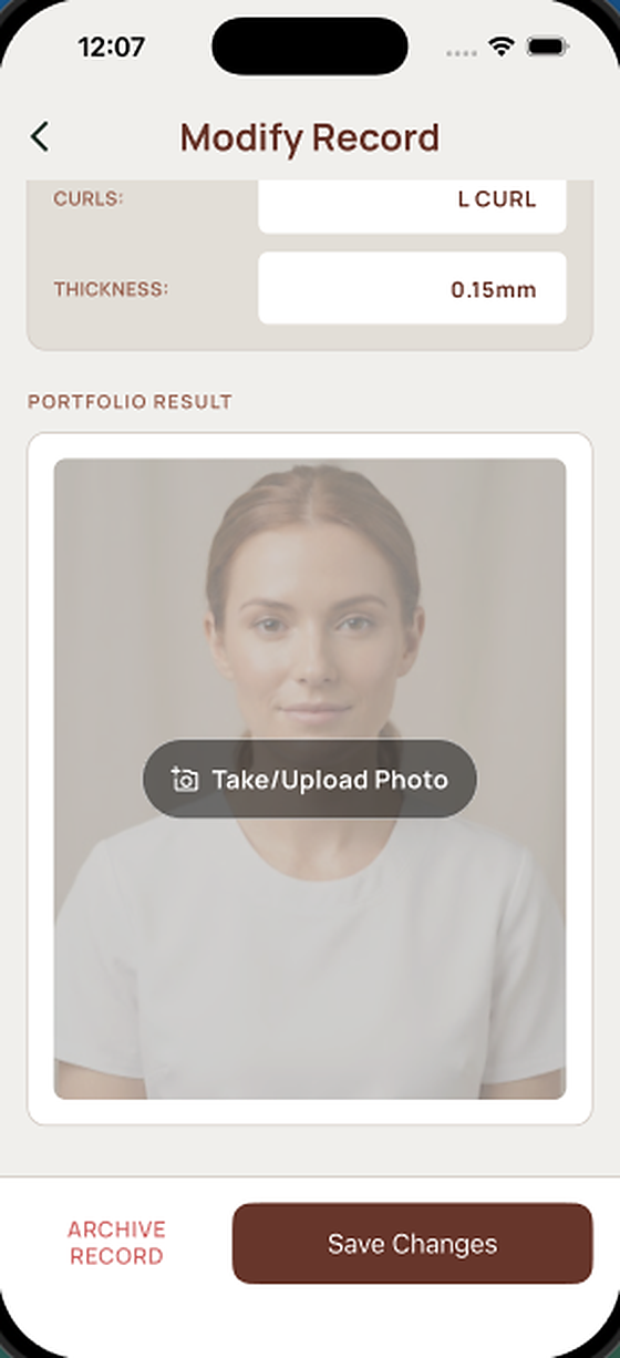 A finished portfolio result photo saved to a client record